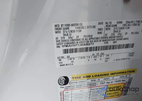 2018 Ford Expedition Xlt from USA, damaged, VIN 1FMJU1HT1JEA50273